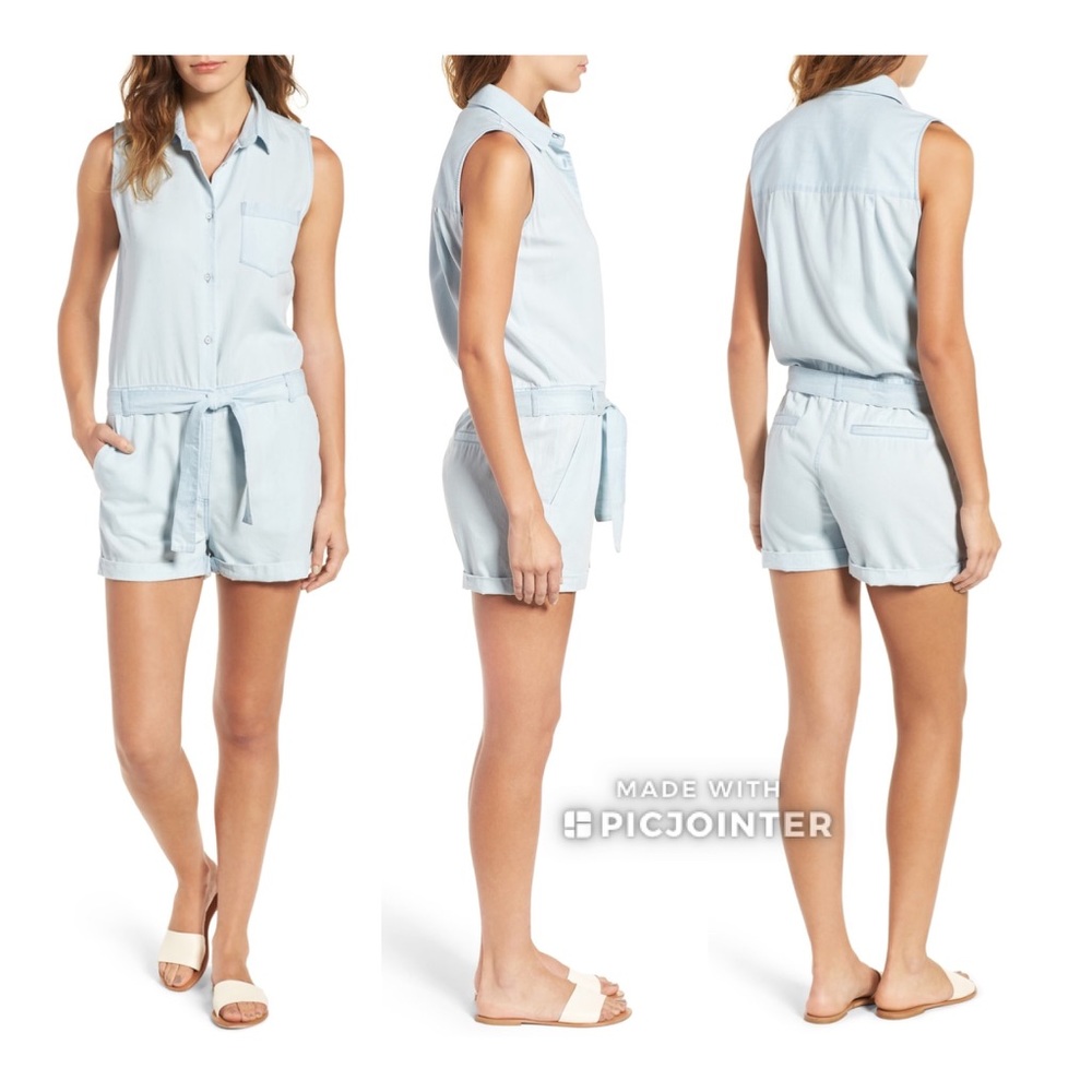 DL1961 Bridgehampton Chambray Romper S Blue Button Down